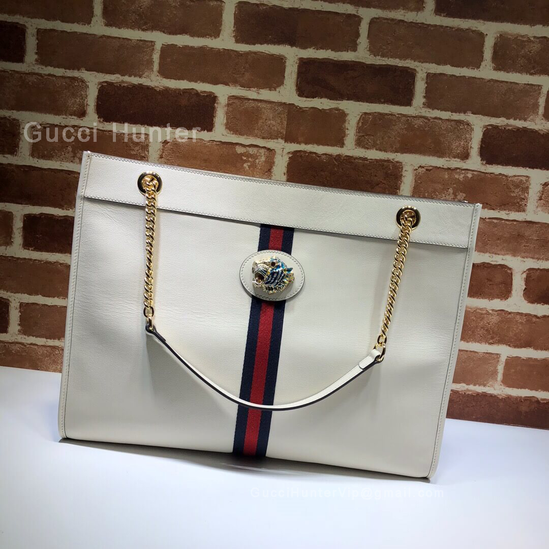 Gucci Rajah Leather Large Tote White 537219